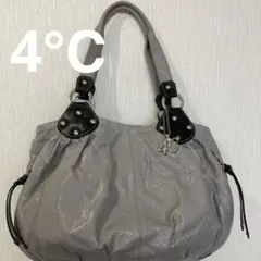 グレー ハンドバッグ 4℃ロゴチャーム付きワンショルダー