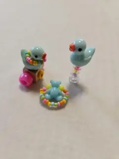 ミニチュア　アヒルさん&くまさん　おもちゃセット　ブルー
