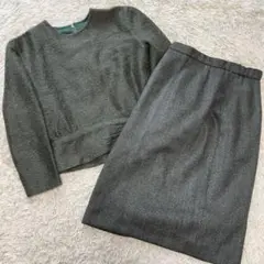 希少✨ ジュンアシダ セットアップ スカート シルク混 L相当 グリーン系