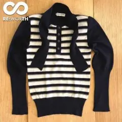 81　【SONIA RYKIEL】長袖ヘンリーネックニットトップス ブラック