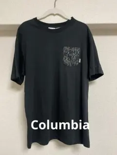 Columbia コロンビア　黒Tシャツ　ピクセル迷彩胸ポケットメンズ　L
