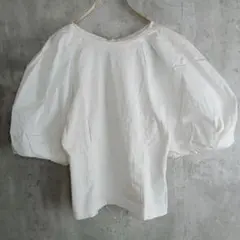 【FRAY.I.D】白の半袖トップス　ボリューム袖　バルーン　袖異素材　F