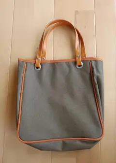 グレー キャンバス トートバッグ オレンジ