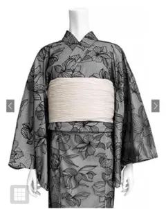 花柄 浴衣・帯セット 黒 GRL