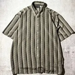 古着 USA製 UNIQUE 幾何学模様 総柄シャツ ベージュ XL