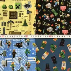 MINECRAFT マインクラフト 4種セット⑥ 生地 綿ポリ はぎれ 匿名配送