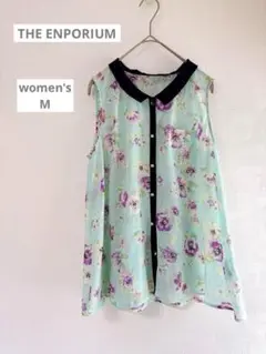 【ジエンポリアム】ノースリーブ カットソー M 花柄 シアー パステル色