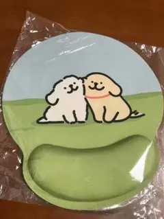 犬イラスト付き丸型マウスパッド