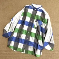 美品 7分袖 チェック 大判シャツ ゆったり ドルマン袖 大きめ