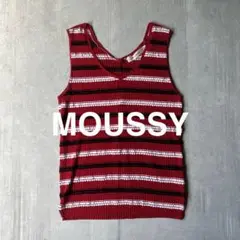 マウジー MOUSSY ボーダー ニット タンクトップ ノースリーブ レッド 赤