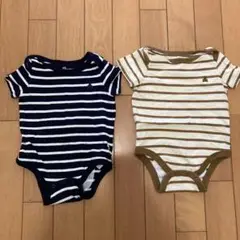 baby GAP おしりくまさん　ストライプロンパース 6-12 双子