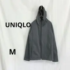 【ユニクロ】 フリースパーカー M グレー フーデッド フルジップ