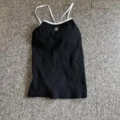 リブ編み カップ付きブラック キャミソール