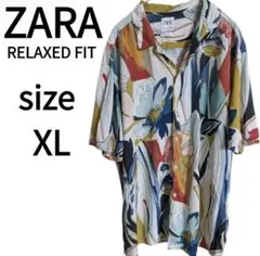 【美品】ZARA ザラ 半袖 オープンカラーシャツ メンズXL