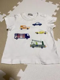ファミリア　車プリント ホワイト Tシャツ　90