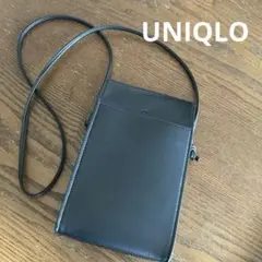 ブラック合成皮革スマホショルダーバッグ