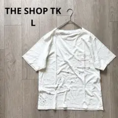 ザ ショップティーケー ポケット付き ホワイト 白 プリント Tシャツ L