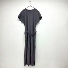ATSURO TAYAMA ロングワンピース 腰ベルト ロング丈 半袖 黒 S