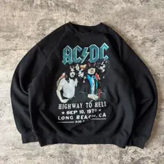 ACDC バンドスウェットトレーナー ロック黒ブラックヴィンテージ風古着ゆるダボ