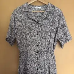 フラワープリント 半袖シャツワンピース