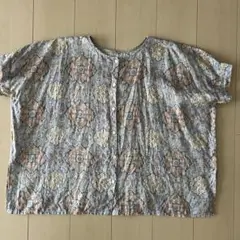 美品　リネン100% スタディオクリップワイドブラウス　グレー
