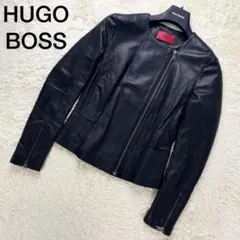極上の質感✨極美品 ヒューゴボス ライダースジャケット ラムレザー 羊革 黒