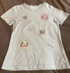 【Mademoiselle NON NON】グレー プリント半袖Tシャツ