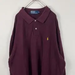 USA古着 Ralph Lauren ラルフローレン 長袖 ポロシャツ エンジ