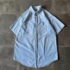 90-00s Columbia BDシャツ 刺繍 フェード M 水色 A467