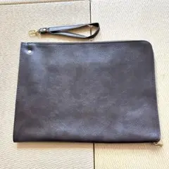 ダークブラウン 合成皮革 クラッチバッグ