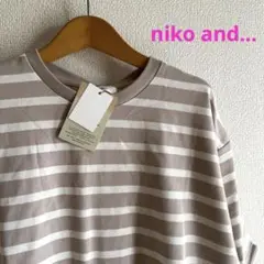 niko and… 新品.未使用　ピンクベージュ色ボーダー Tシャツ　 Mサイズ