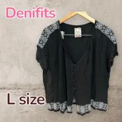 【Denifits】レディース カーディガン Lサイズ ブラック 黒 薄手