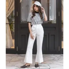 JULIA BOUTIQUE★センタースリットハイウエストフレアパンツ ホワイト