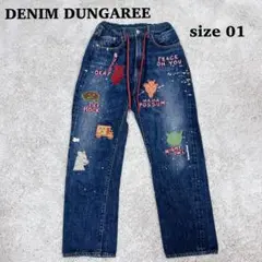 完売品✨デニムダンガリー デニム パンツ イージー ラクガキ ペンキ飛ばし 01