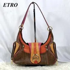 【美品】エトロ ETRO ショルダーバッグ ペイズリー柄 ゴールド金具