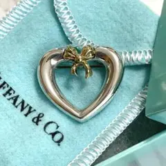 TIFFANY ティファニー ブローチ ハート シルバー ゴールド リボン
