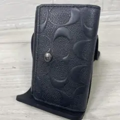 難あり　コーチ　COACH　キーケース　レザー　シグネチャー　ブラック