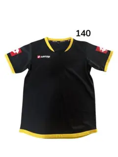 LOTTO 黒/黄色 Vネックサッカーシャツ 140