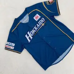北海道日本ハムファイターズ 青 野球シャツ 半袖 Fサイズ スポンサー