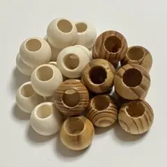 20mm/穴10mm 松の木とナチュラルウッドビーズ 24個 木製 大穴