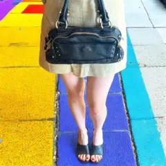 Beaure 2way黒レザーバッグ ショルダーバッグ　アクセサリーバッグ