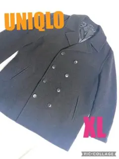 UNIQLO ウール混Pコート ダークグレー XL 美品