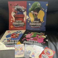 スーパーマリオブラザーズワンダークリアファイル4種ステッカー4種　セブンイレブン