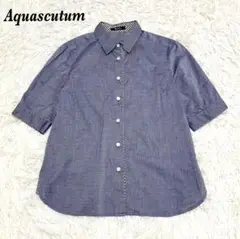 【美品】Aquascutum ブラウス シャツ8 ブルー