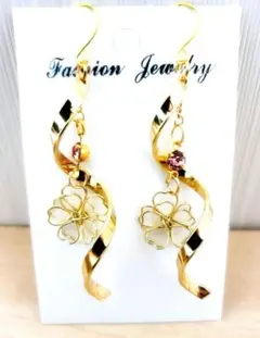 227# ピアス ハンドメイド フラワー レジン 桜 夏ピアス 秋ピアス