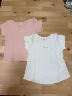 肩フリルTシャツ　2枚セット　90センチ