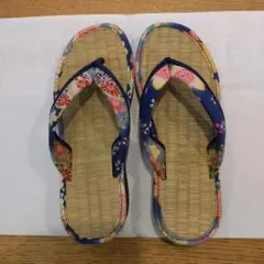 花柄畳草履 い草底 ２２cm