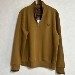 ダークキャラメル　フレッドペリー　ハーフジップ スウェットシャツ L
