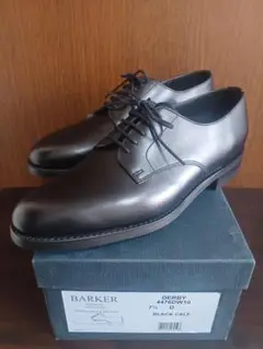 新品未使用 BARKER バーカー プレーントゥ 黒 7.5D