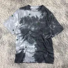 タイダイ×マリファナ柄Tシャツ/ストリート＆HIPHOP/刺繍付き/アメリカ古着